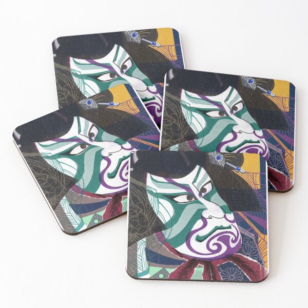Item preview, Mystical Indigo Kabuki Actor Print Ghost Makeup designed and sold by Tokyo-Edo Vibes.