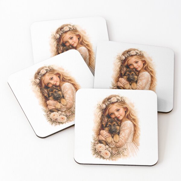 Item preview, Girl Hugging German Shepherd Puppy designed and sold by Liededrom..