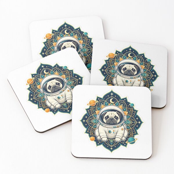 Item preview, Astronaut Pug Space Mandala - Aesthetic Cosmic Dog Lover Sticker designed and sold by Chromatic Artistry.