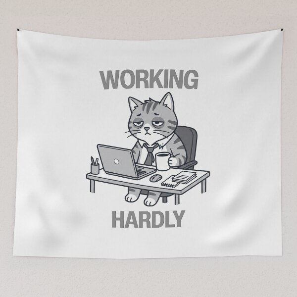 Item preview, Working Hardly Cat – Funny Office Burnout Corporate Humor T-Shirt designed and sold by HOUSE OF TIST.