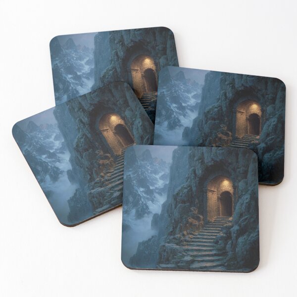 Item preview, Forgotten Mountain Gate | Atmospheric Dark Fantasy Landscape Art designed and sold by CosmicAnomaly.