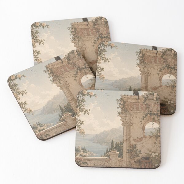 Item preview, Ancient Ruins Cat Wall Art – Vintage Mediterranean Aesthetic Canvas Print designed and sold by IconicDesignsXd.