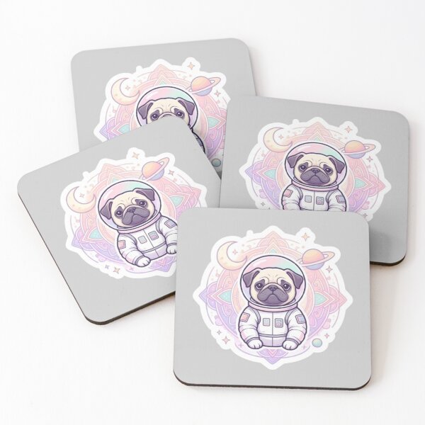 Item preview, Aesthetic Pastel Astronaut Pug - Cute Cosmic Mandala Dog Sticker designed and sold by Chromatic Artistry.