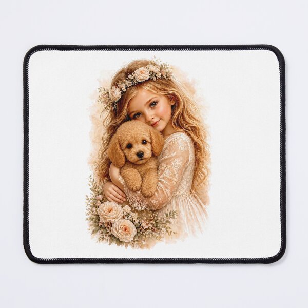 Item preview, Girl Hugging Poodle Puppy designed and sold by Liededrom..