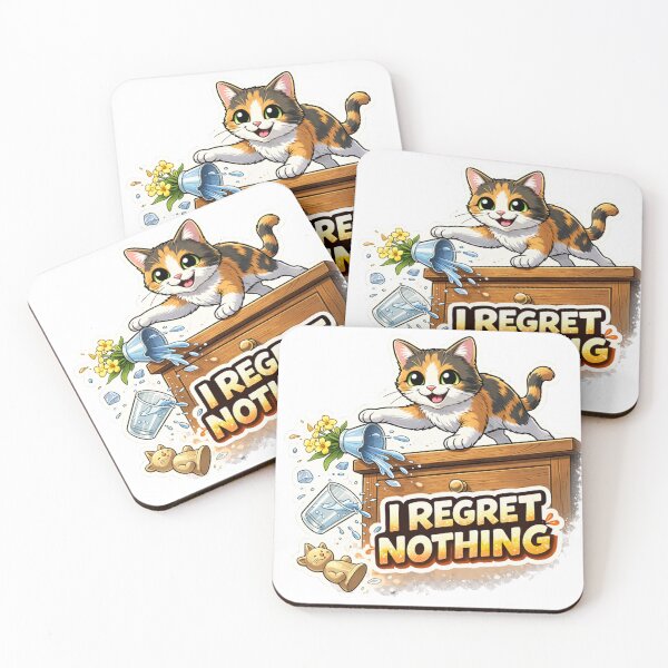 Item preview, Funny Calico Cat - I Regret Nothing - Sassy Kitten Chaos Art designed and sold by DailyStruggleCo.