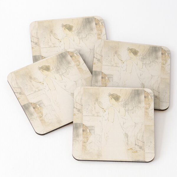 Item preview, Elles Woman With a Hand Mirror by Henri de Toulouse-Lautrec | Belle Époque Art Nouveau Print designed and sold by artofuniverse.