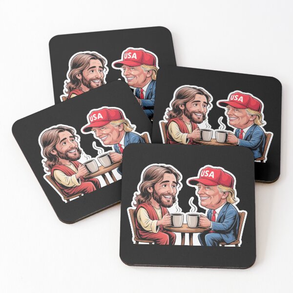 Item preview, Jesus and Trump Drinking Coffee designed and sold by plushism.
