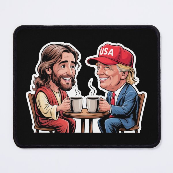 Item preview, Jesus and Trump Drinking Coffee designed and sold by plushism.