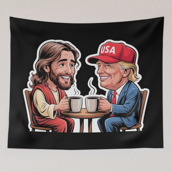 Item preview, Jesus and Trump Drinking Coffee designed and sold by plushism.