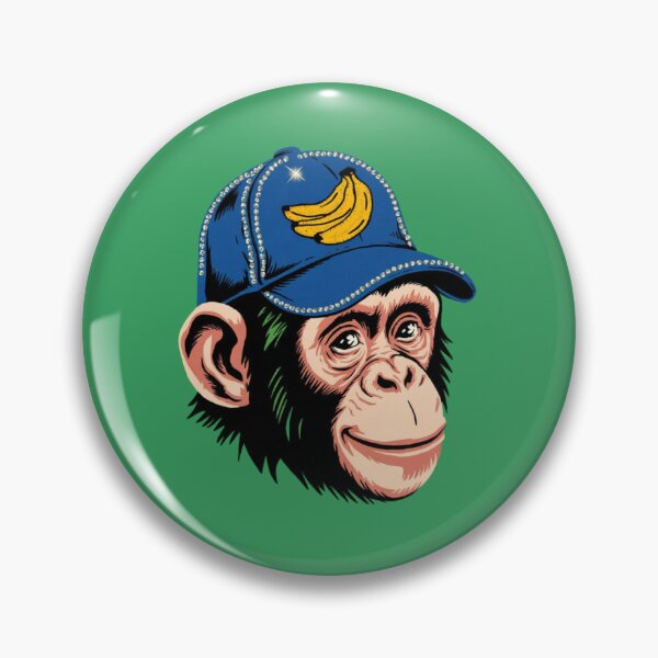 Item preview, chimpanzee wearing a blue baseball cap designed and sold by 123ks.