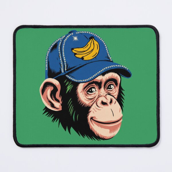 Item preview, chimpanzee wearing a blue baseball cap designed and sold by 123ks.