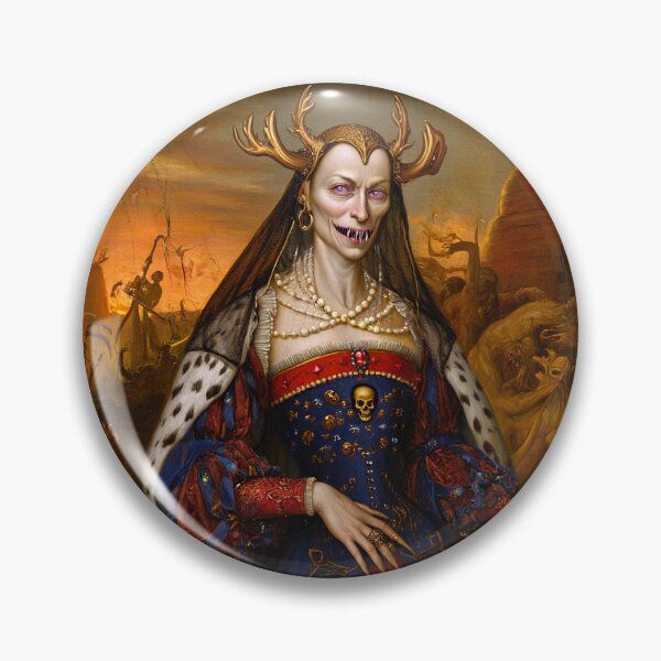 Item preview, The Demonic Queen Hieronymus Bosch Medieval inspired painting designed and sold by Vintage Designs +.