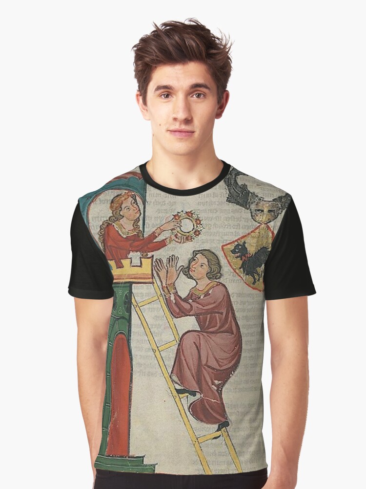 Codex Mannesse Chivalry Unisex Jersey Short Sleeve T-shirt medieval illumination