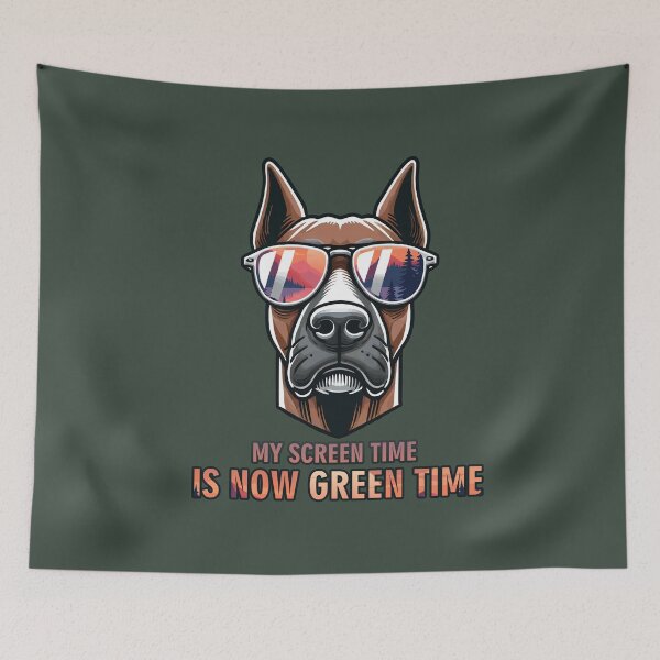 Item preview, Doberman Offline Detox - My screen time is now green time designed and sold by GraphicComet.