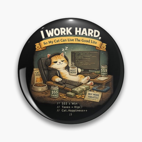 Item preview, I Work Hard So My Cat Can Live The Good Life – Funny Programmer Cat designed and sold by YamiSociety.