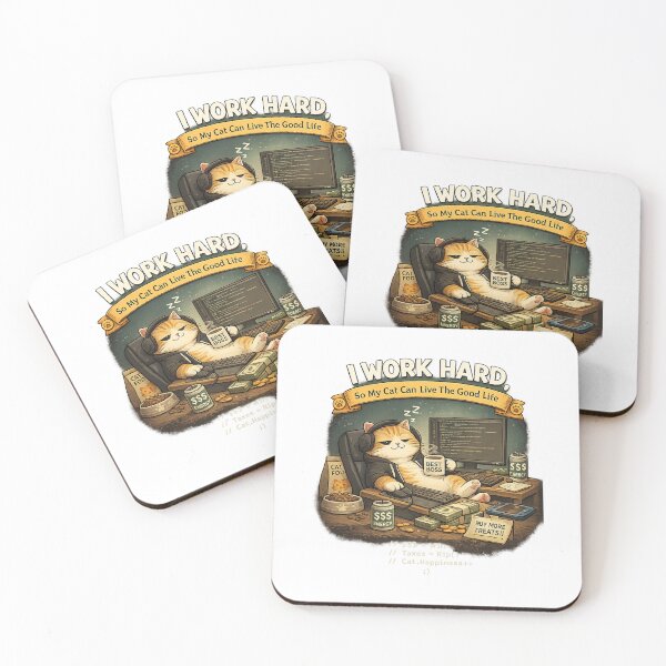 Item preview, I Work Hard So My Cat Can Live The Good Life – Funny Programmer Cat designed and sold by YamiSociety.
