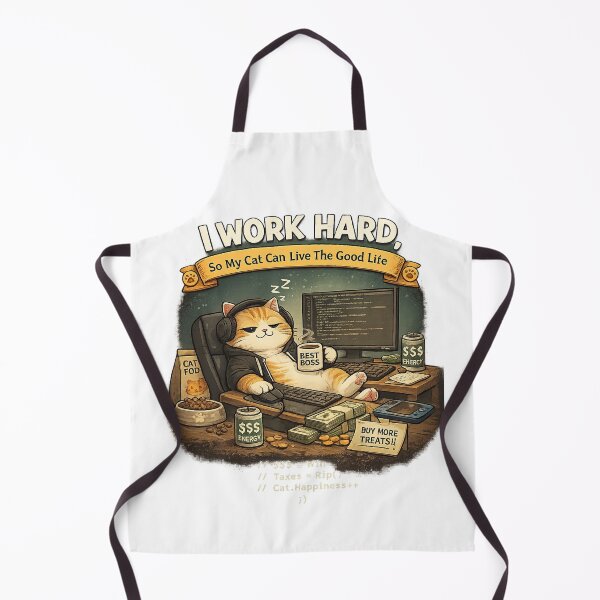 Item preview, I Work Hard So My Cat Can Live The Good Life – Funny Programmer Cat designed and sold by YamiSociety.