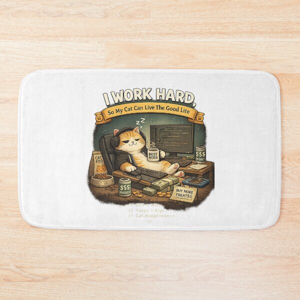 Item preview, I Work Hard So My Cat Can Live The Good Life – Funny Programmer Cat designed and sold by YamiSociety.