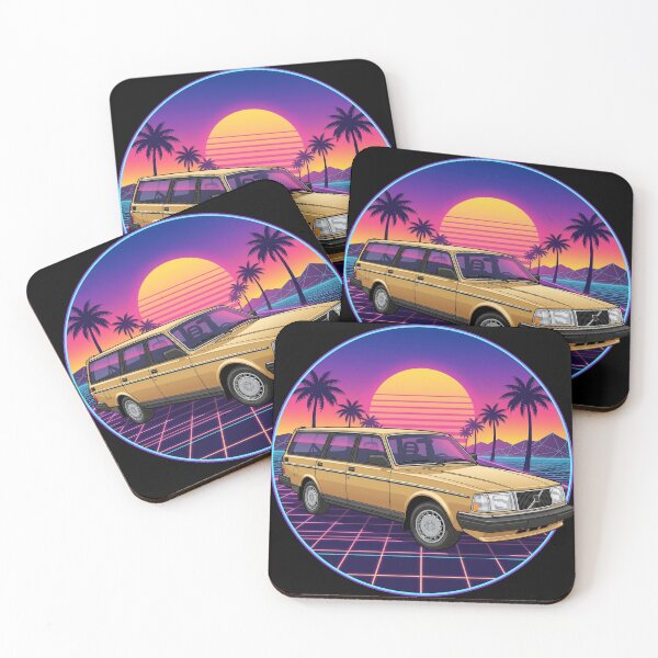 Item preview, 240 Wagon yellow Retro Sunset 80s Style Art designed and sold by Off-Road-Zone.