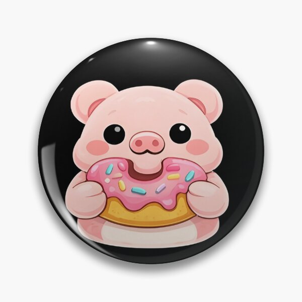 Item preview, Cerdito kawaii comiendo una rosquilla rosa - Lindo dibujo de un cerdito chibi comiendo un dulce bocadillo designed and sold by Trendora90.