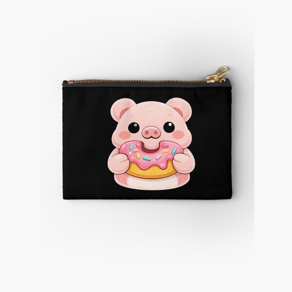 Item preview, Kawaii Pig Eating a Pink Doughnut - Cute Chibi Piggy Sweet Snack Art designed and sold by Trendora90.