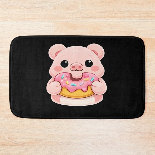 Item preview, Kawaii Pig Eating a Pink Doughnut - Cute Chibi Piggy Sweet Snack Art designed and sold by Trendora90.