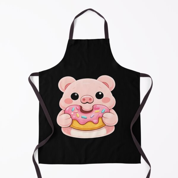 Item preview, Kawaii Pig Eating a Pink Doughnut - Cute Chibi Piggy Sweet Snack Art designed and sold by Trendora90.