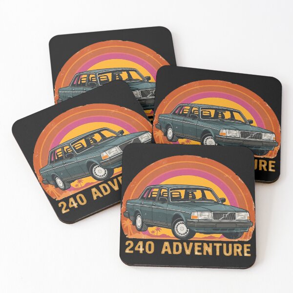 Item preview, 240 Sedan Green Retro Sunset 80s Style Art designed and sold by Off-Road-Zone.
