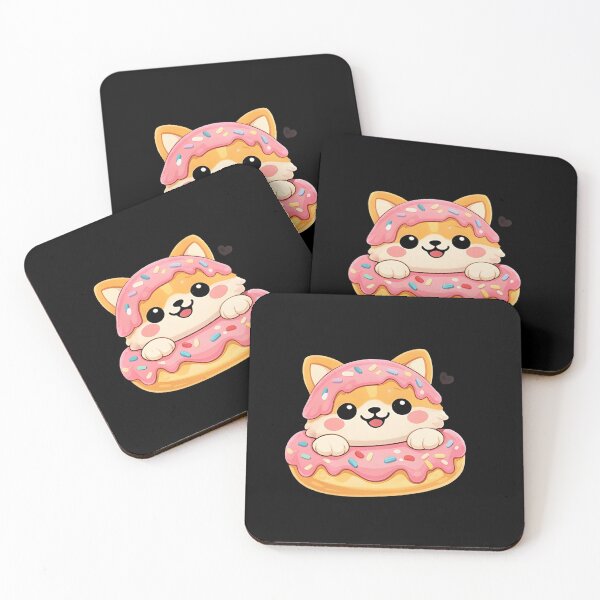 Item preview, Kawaii Shiba Inu Dog in Pink Donut - Cute Chibi Puppy Dessert Art designed and sold by Trendora90.