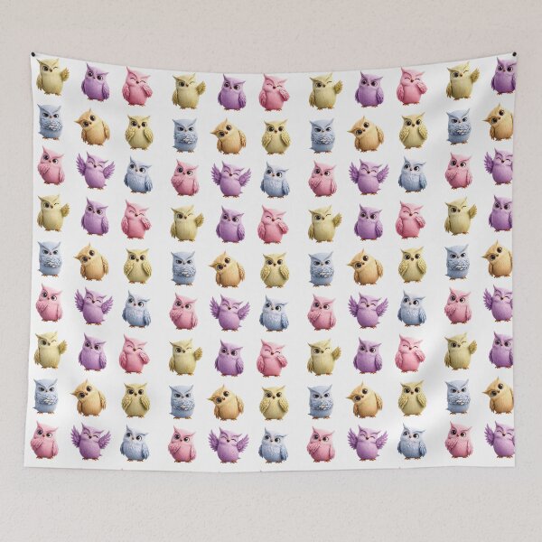 Item preview, Pastel Kawaii Owls with Expressive Personalities designed and sold by MegaNovaArt.