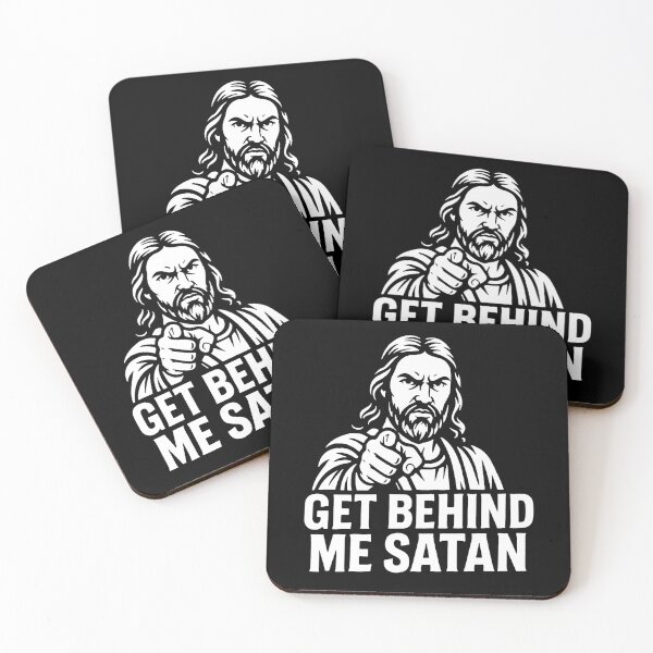 Item preview, Get Behind Me Satan meme Jesus Christ Bible Quote designed and sold by plushism.