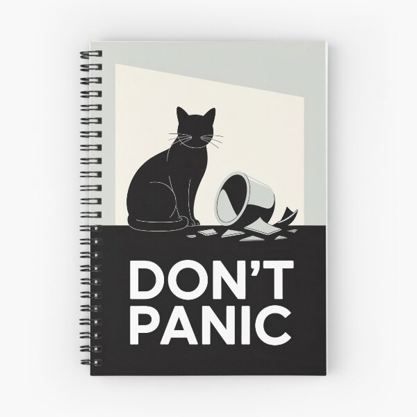 Item preview, Text art “Don’t panic”. Cat and a broken vase. Funny art designed and sold by GiriaGallery.