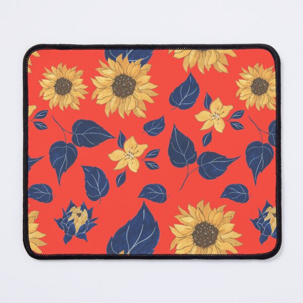 Item preview, Sunflower and blue leaves pattern designed and sold by BritishDelights.