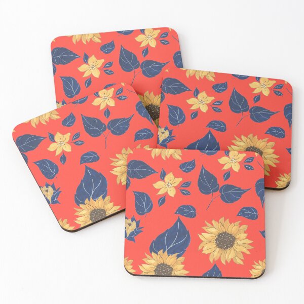 Item preview, Sunflower and blue leaves pattern designed and sold by BritishDelights.