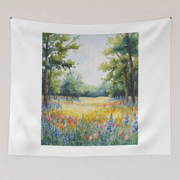 Item preview, Watercolor Sunlit Forest and Flower Field designed and sold by andreavlad.