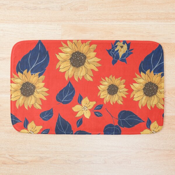 Item preview, Sunflower and blue leaves pattern designed and sold by BritishDelights.