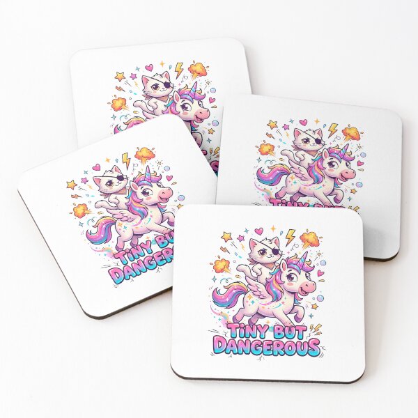 Item preview, Cat Riding Rainbow Unicorn Tiny but Dangerous designed and sold by JulyClub.