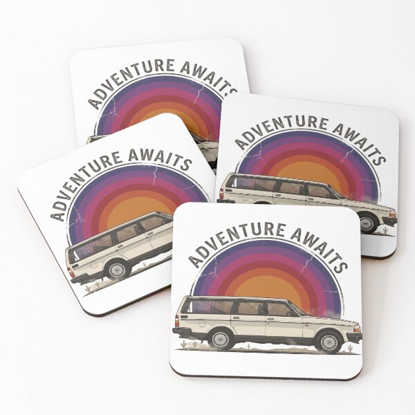 Item preview, 240 Wagon White Circle Retro Sunset Adventure Awaits designed and sold by Off-Road-Zone.