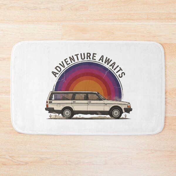 Item preview, 240 Wagon White Circle Retro Sunset Adventure Awaits designed and sold by Off-Road-Zone.