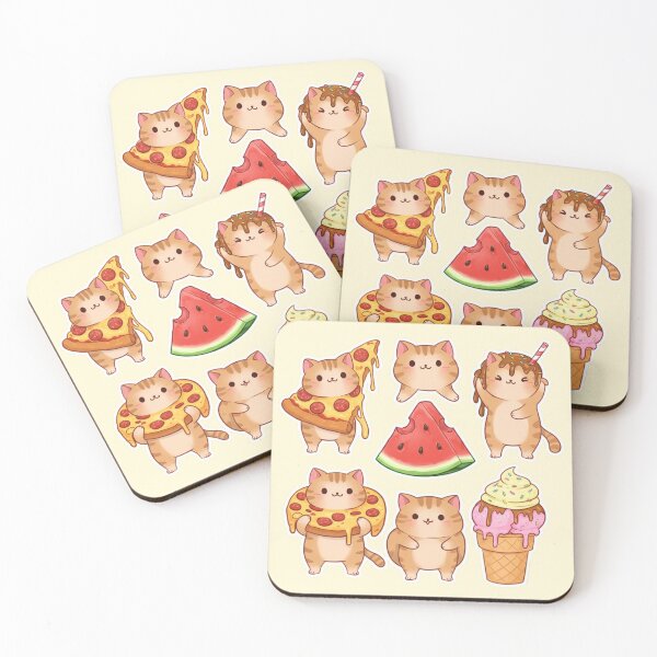 Item preview, Cute Cats & Pizza Party – Kawaii Food Sticker Collection designed and sold by Yasmine Mohammed.