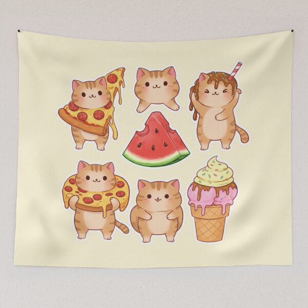 Item preview, Cute Cats & Pizza Party – Kawaii Food Sticker Collection designed and sold by Yasmine Mohammed.