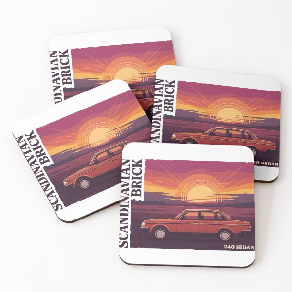 Item preview, 240 Sedan Red Retro Sunset Scandinavian Brick designed and sold by Off-Road-Zone.