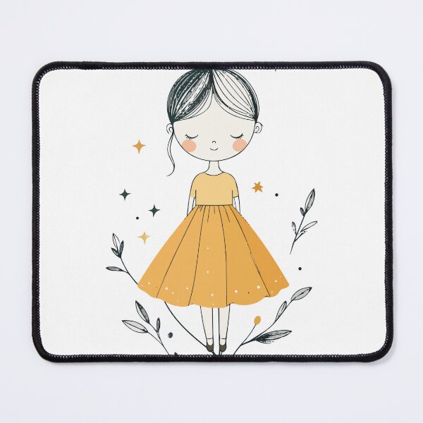 Item preview, Minimalist Cute Girl in Yellow Dress Whimsical Wall Art designed and sold by BestChoiceService.