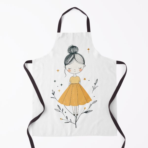 Item preview, Minimalist Cute Girl in Yellow Dress Whimsical Wall Art designed and sold by BestChoiceService.