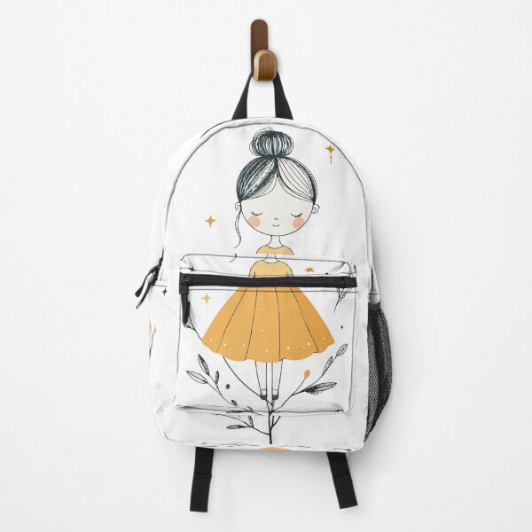 Item preview, Minimalist Cute Girl in Yellow Dress Whimsical Wall Art designed and sold by BestChoiceService.