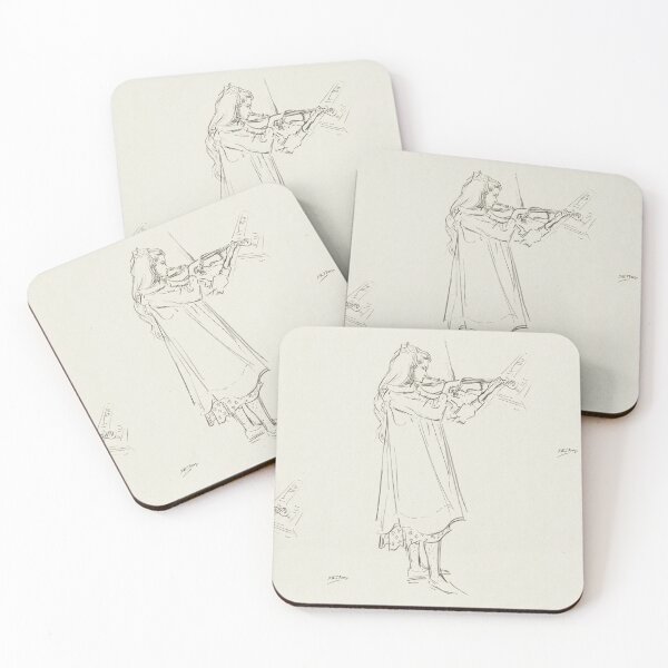 Item preview, Girl Playing the Violin by Henri de Toulouse-Lautrec | Vintage Music Sketch Art Print designed and sold by artofuniverse.