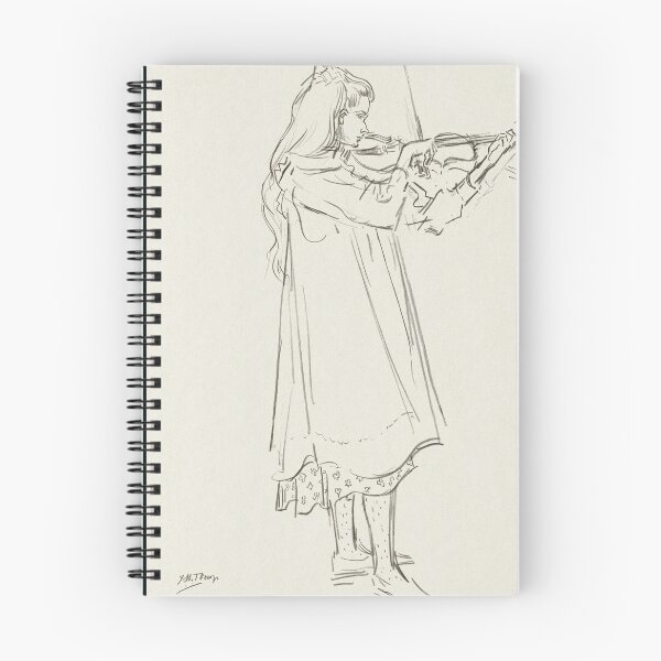 Item preview, Girl Playing the Violin by Henri de Toulouse-Lautrec | Vintage Music Sketch Art Print designed and sold by artofuniverse.