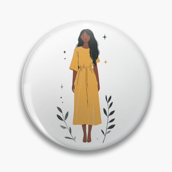 Item preview, Minimalist Boho Woman in Yellow Dress Celestial Wall Art designed and sold by BestChoiceService.