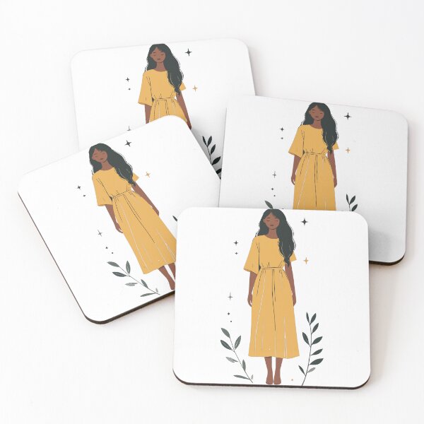Item preview, Minimalist Boho Woman in Yellow Dress Celestial Wall Art designed and sold by BestChoiceService.