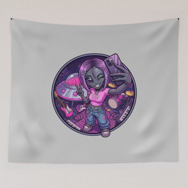 Item preview, Y2K Aesthetic Alien Girl Selfie In The Studio designed and sold by Sunkhung.